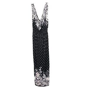 NWT - ARIANNA By HOWARD’S - Black & White Polka Dot Floral Maxi Dress - Size S/M